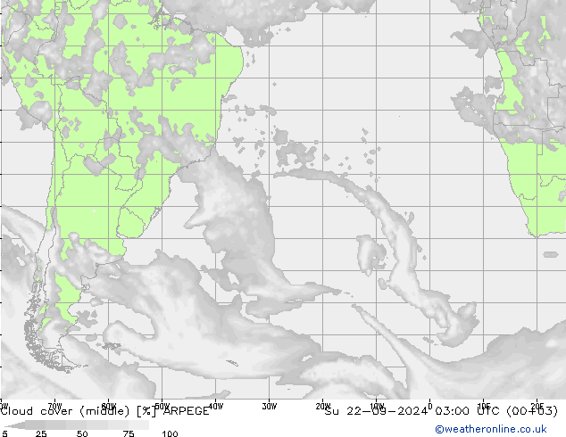 oblačnosti uprostřed ARPEGE Ne 22.09.2024 03 UTC