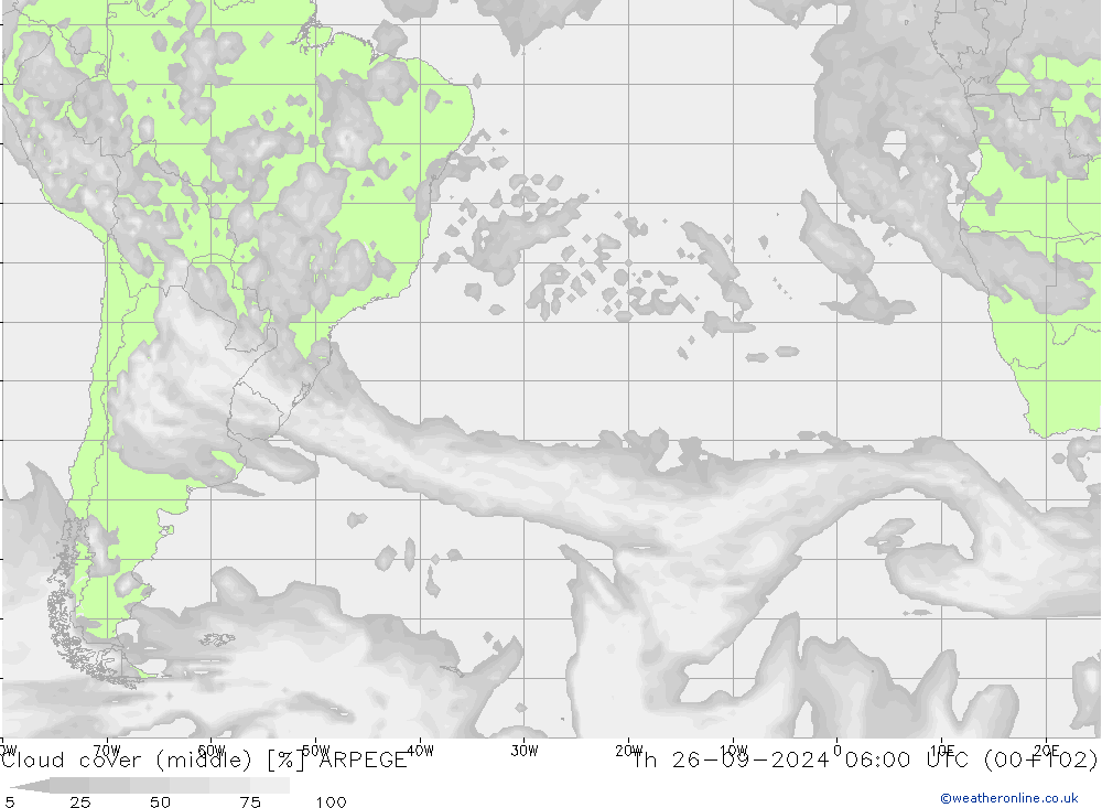 oblačnosti uprostřed ARPEGE Čt 26.09.2024 06 UTC