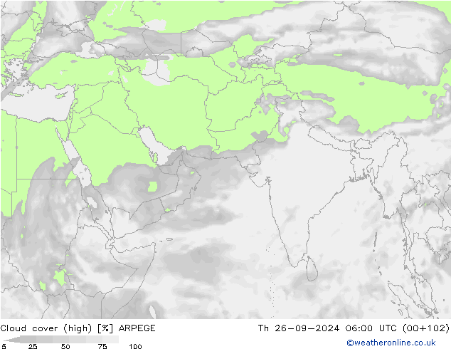 nuvens (high) ARPEGE Qui 26.09.2024 06 UTC