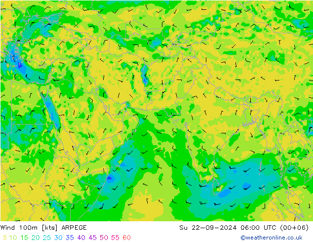 ветер 900 гПа ARPEGE Вс 22.09.2024 06 UTC