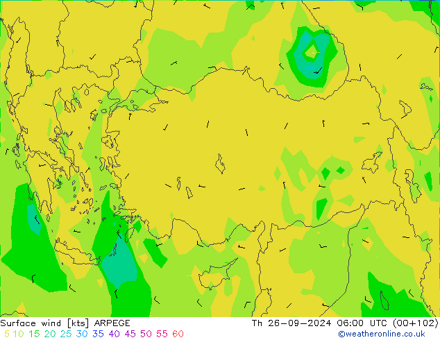 Bodenwind ARPEGE Do 26.09.2024 06 UTC