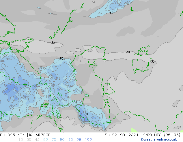 925 hPa Nispi Nem ARPEGE Paz 22.09.2024 12 UTC