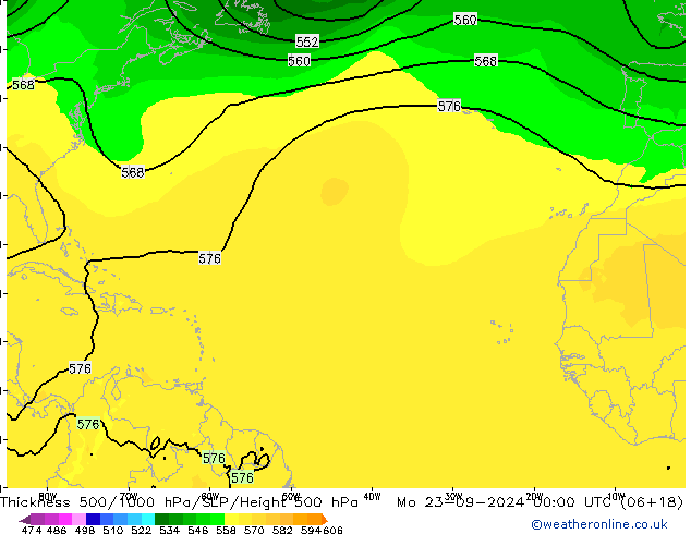 Thck 500-1000hPa ARPEGE Po 23.09.2024 00 UTC