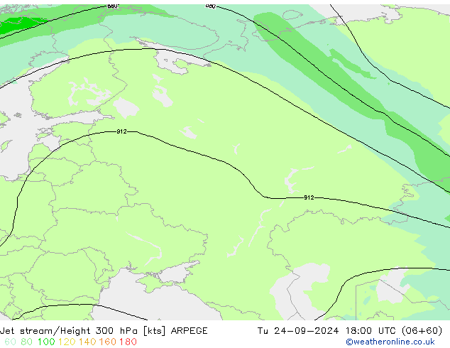 Jet stream ARPEGE Ter 24.09.2024 18 UTC