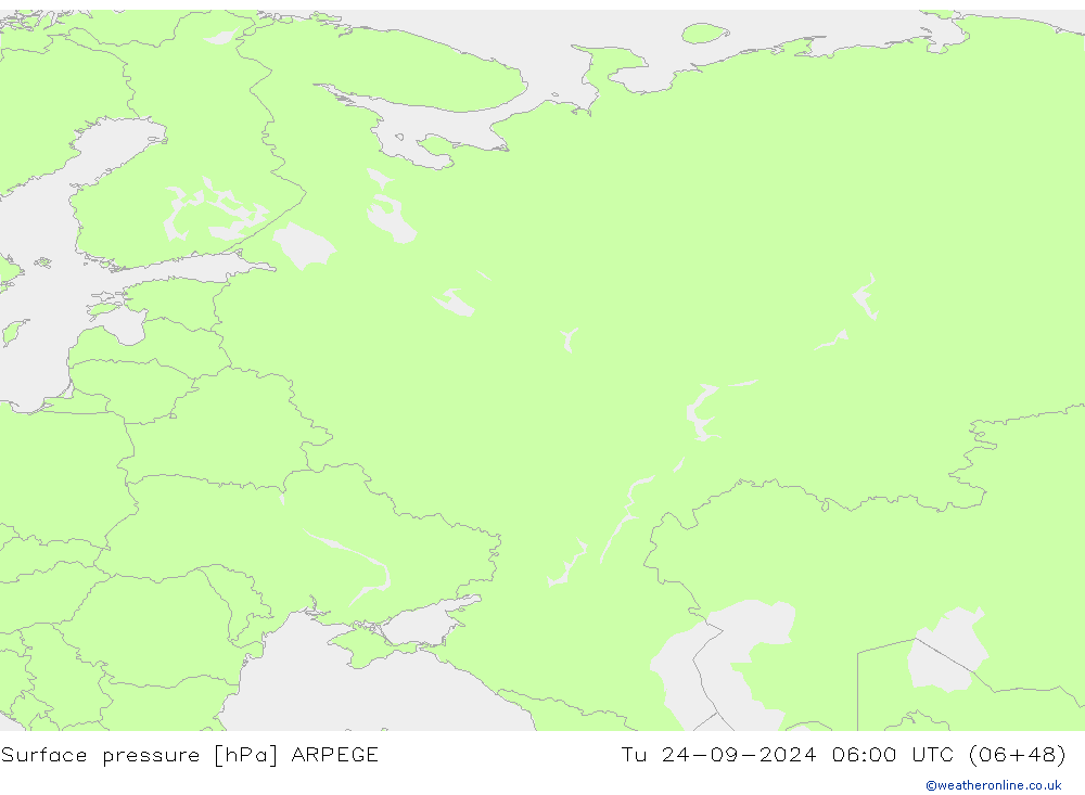 Surface pressure ARPEGE Tu 24.09.2024 06 UTC