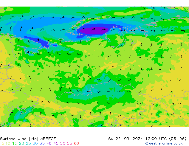 Bodenwind ARPEGE So 22.09.2024 12 UTC