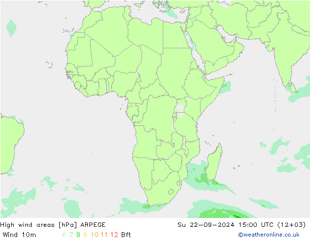 Izotacha ARPEGE nie. 22.09.2024 15 UTC