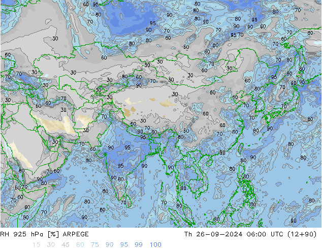 RH 925 hPa ARPEGE  26.09.2024 06 UTC