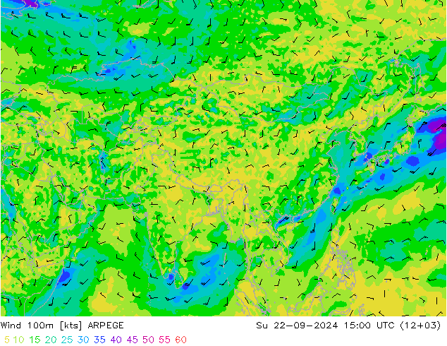 Wind 100m ARPEGE So 22.09.2024 15 UTC