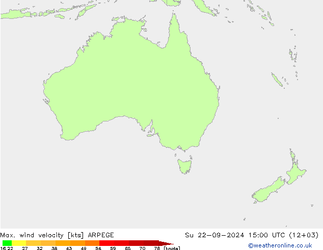 Max. wind velocity ARPEGE dom 22.09.2024 15 UTC