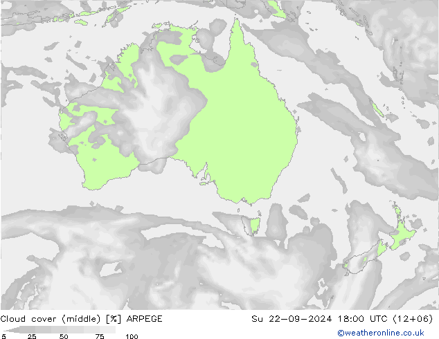 Nubes medias ARPEGE dom 22.09.2024 18 UTC