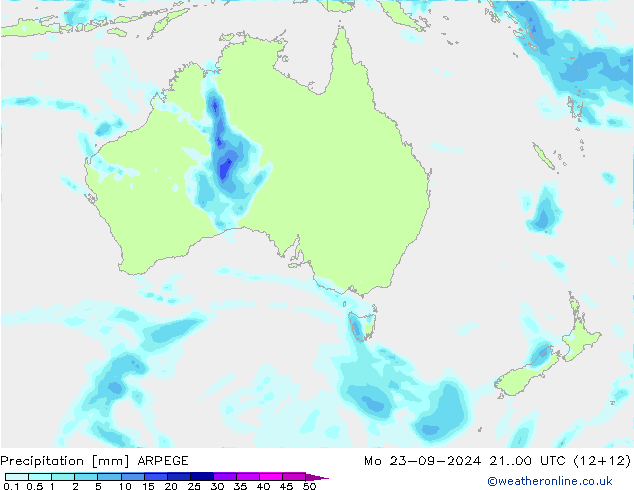 Niederschlag ARPEGE Mo 23.09.2024 00 UTC