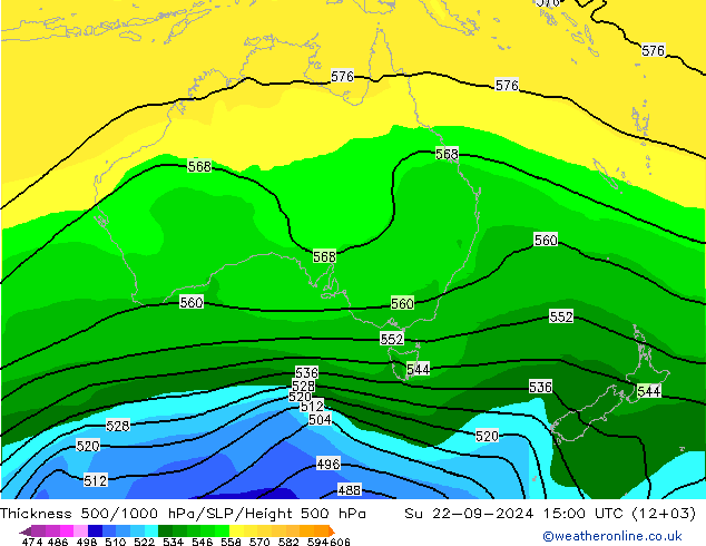 Thck 500-1000hPa ARPEGE  22.09.2024 15 UTC