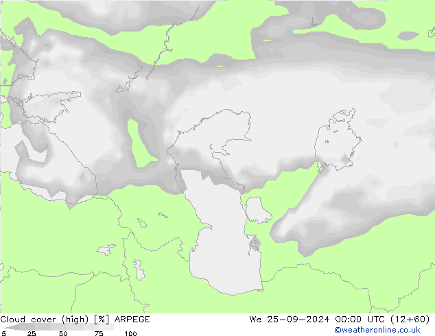 Bulutlar (yüksek) ARPEGE Çar 25.09.2024 00 UTC