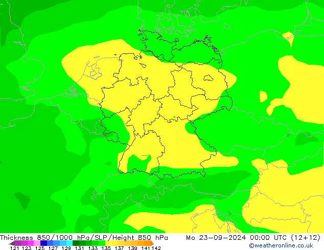 Thck 850-1000 hPa ARPEGE lun 23.09.2024 00 UTC