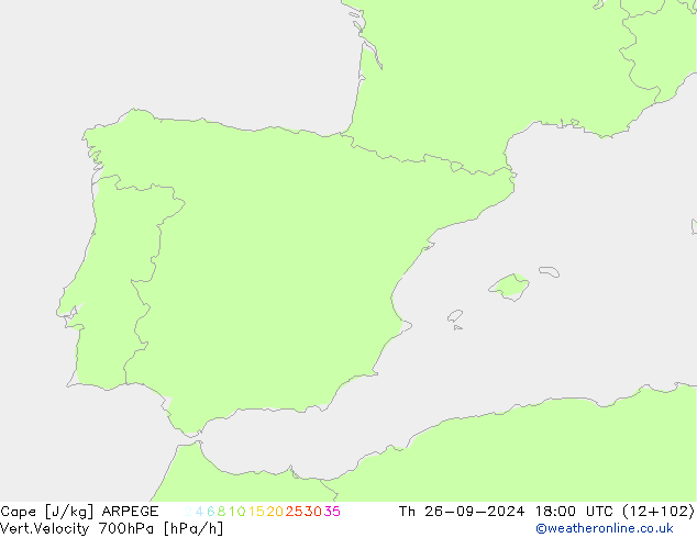 Cape ARPEGE jue 26.09.2024 18 UTC