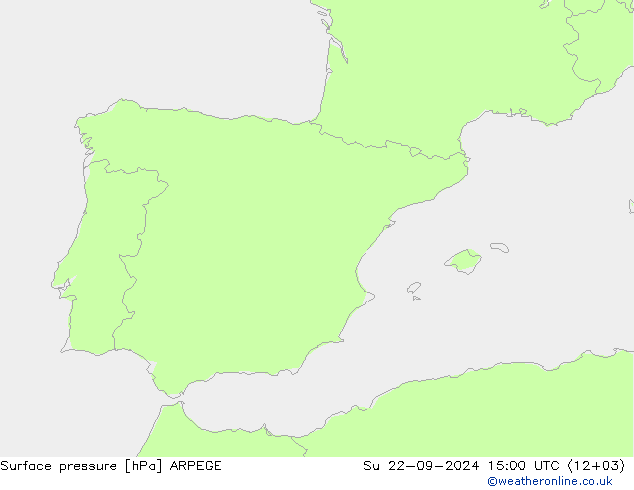 Surface pressure ARPEGE Su 22.09.2024 15 UTC