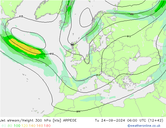 Straalstroom ARPEGE di 24.09.2024 06 UTC