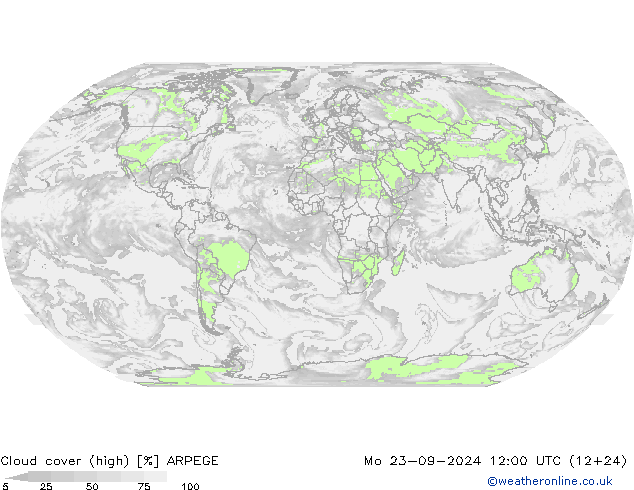 Nubes altas ARPEGE lun 23.09.2024 12 UTC