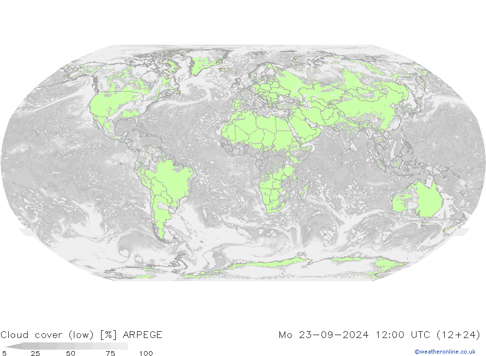 Nubes bajas ARPEGE lun 23.09.2024 12 UTC