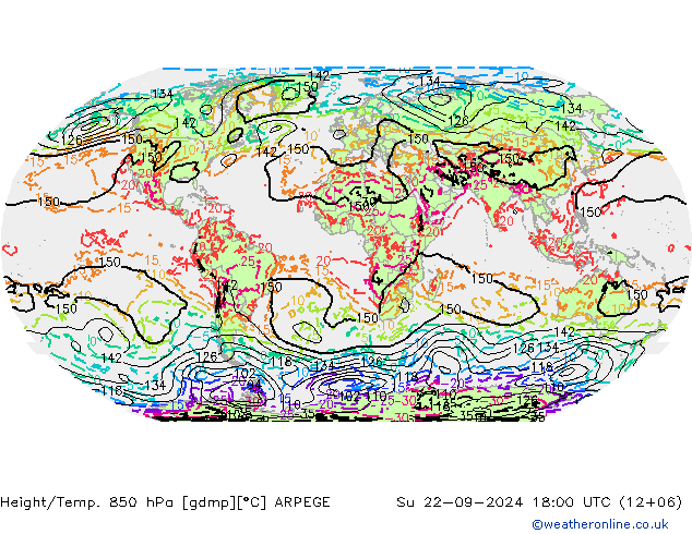 Height/Temp. 850 hPa ARPEGE Su 22.09.2024 18 UTC