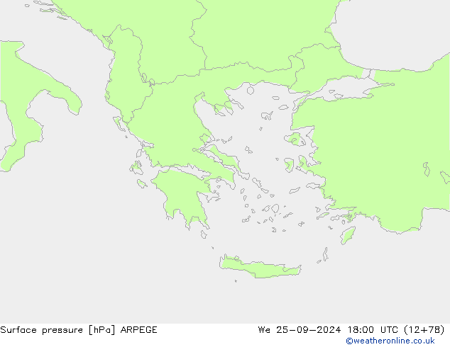 Presión superficial ARPEGE mié 25.09.2024 18 UTC