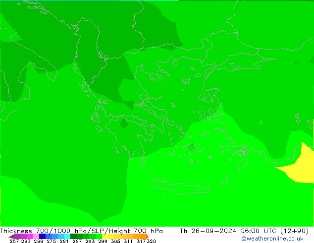 Thck 700-1000 hPa ARPEGE Th 26.09.2024 06 UTC