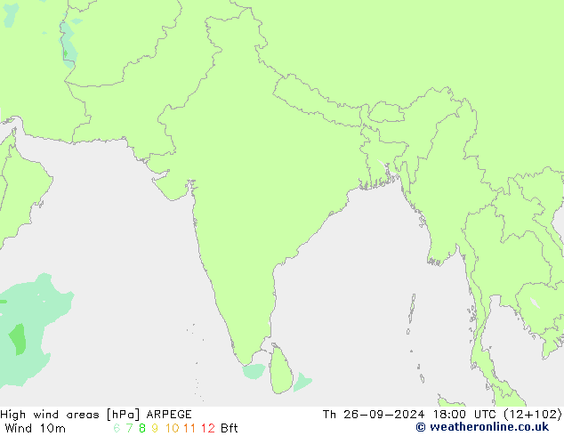 High wind areas ARPEGE jeu 26.09.2024 18 UTC