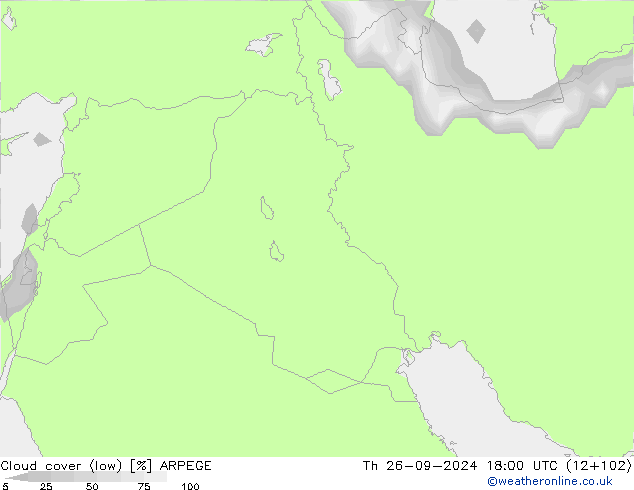 Nubi basse ARPEGE gio 26.09.2024 18 UTC