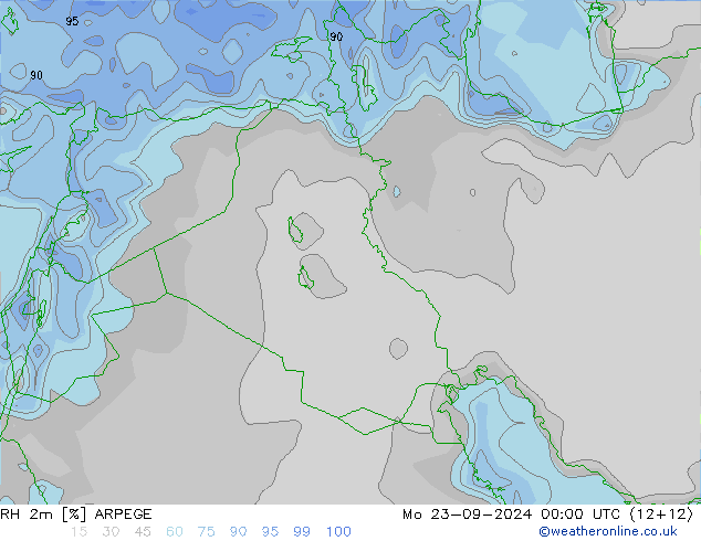 RH 2m ARPEGE Mo 23.09.2024 00 UTC