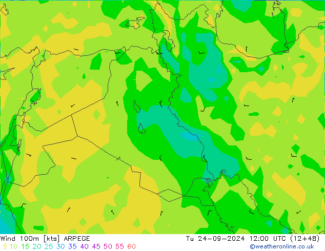 Rüzgar 100m ARPEGE Sa 24.09.2024 12 UTC