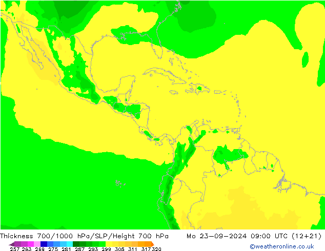 Thck 700-1000 hPa ARPEGE Seg 23.09.2024 09 UTC