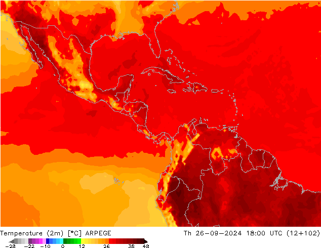 Temperature (2m) ARPEGE Čt 26.09.2024 18 UTC