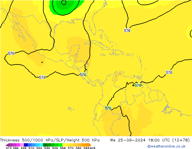 Thck 500-1000hPa ARPEGE We 25.09.2024 18 UTC