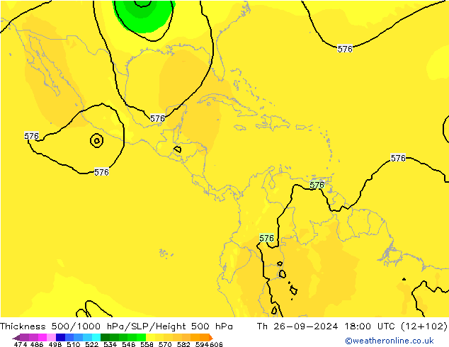 Thck 500-1000hPa ARPEGE Th 26.09.2024 18 UTC