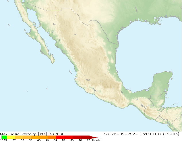 Max. wind velocity ARPEGE Вс 22.09.2024 18 UTC