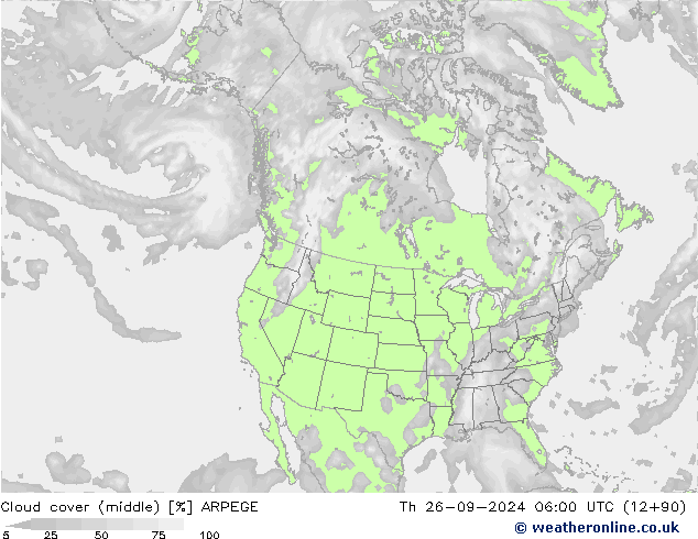 Nubi medie ARPEGE gio 26.09.2024 06 UTC
