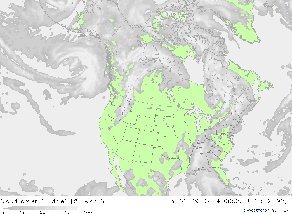 Wolken (mittel) ARPEGE Do 26.09.2024 06 UTC