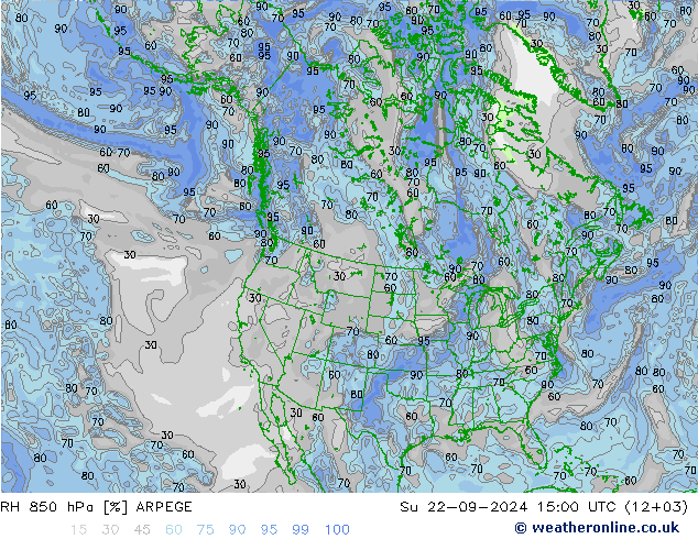 RV 850 hPa ARPEGE zo 22.09.2024 15 UTC