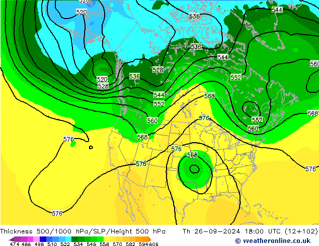 Schichtdicke 500-1000 hPa ARPEGE Do 26.09.2024 18 UTC