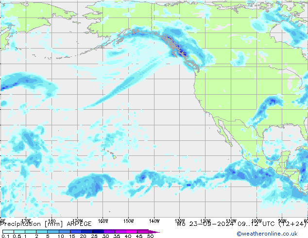 Precipitation ARPEGE Mo 23.09.2024 12 UTC