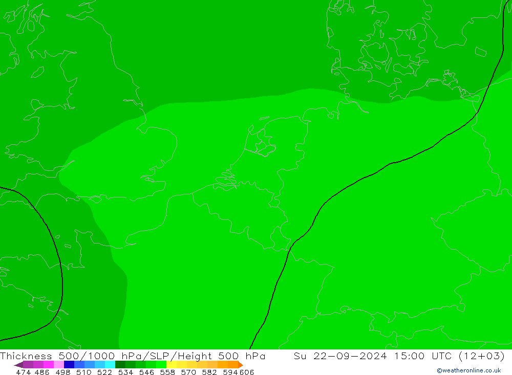 Thck 500-1000hPa ARPEGE Su 22.09.2024 15 UTC