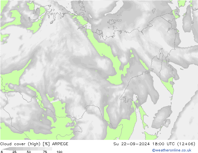 vysoký oblak ARPEGE Ne 22.09.2024 18 UTC