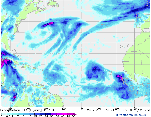 Precipitazione (12h) ARPEGE mer 25.09.2024 18 UTC