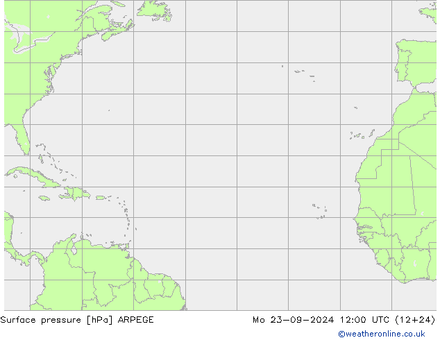 Presión superficial ARPEGE lun 23.09.2024 12 UTC