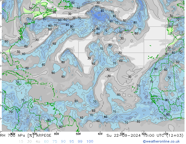 RV 700 hPa ARPEGE zo 22.09.2024 15 UTC