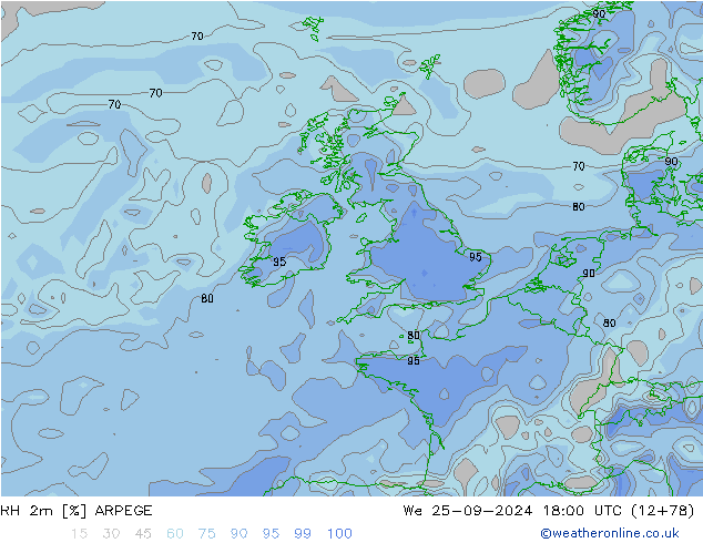 RV 2m ARPEGE wo 25.09.2024 18 UTC