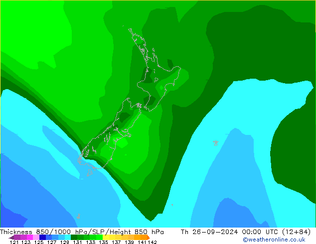 Thck 850-1000 hPa ARPEGE gio 26.09.2024 00 UTC