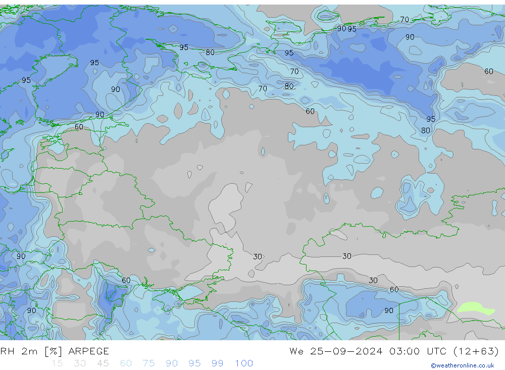 RH 2m ARPEGE  25.09.2024 03 UTC