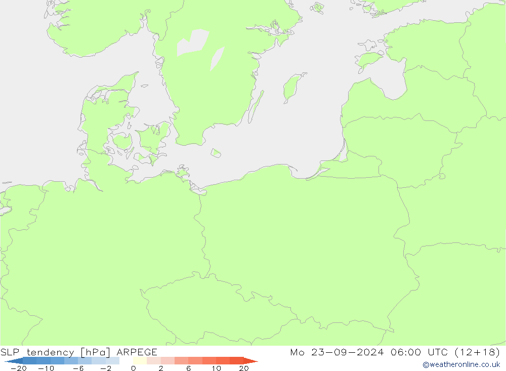 тенденция давления ARPEGE пн 23.09.2024 06 UTC